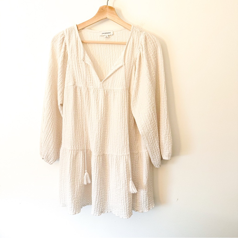 ⭐️ Calligraphie Cream Textured Tunic Top